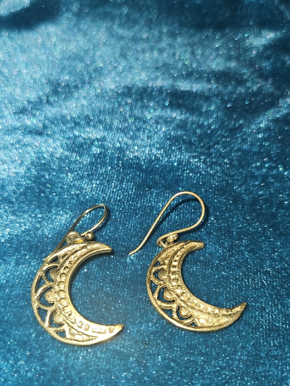 Gold-Tone Crescent Moon Drop Earrings